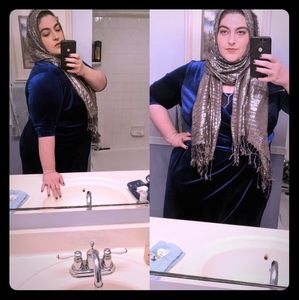 Blue velvet wrap dress